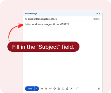 Screenshot showing subject line field